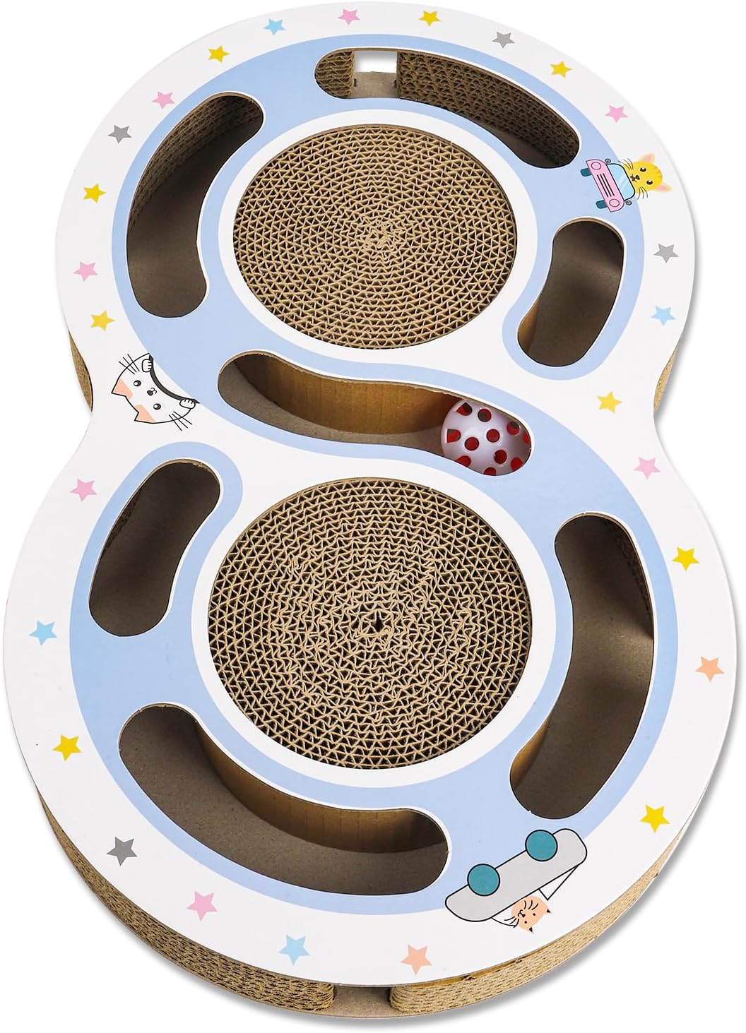 HKM-5147069 Interactive Cat Scratching Board with Ball Track - Climbing and Scratching Toy for Indoor Cats, Durable Cardboard Design