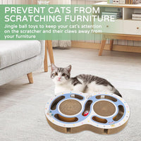 HKM-5147069 Interactive Cat Scratching Board with Ball Track - Climbing and Scratching Toy for Indoor Cats, Durable Cardboard Design