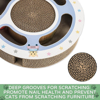 HKM-5147069 Interactive Cat Scratching Board with Ball Track - Climbing and Scratching Toy for Indoor Cats, Durable Cardboard Design