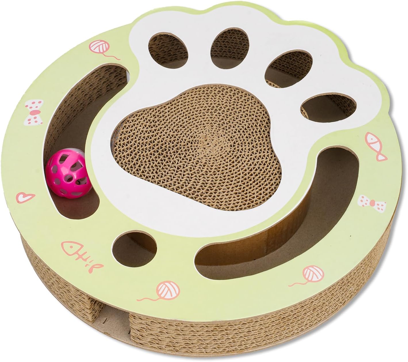 HKM-5147069 Interactive Cat Scratching Board with Ball Track - Climbing and Scratching Toy for Indoor Cats, Durable Cardboard Design