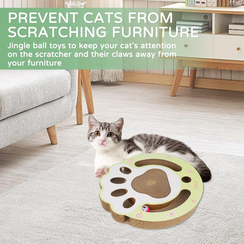 HKM-5147069 Interactive Cat Scratching Board with Ball Track - Climbing and Scratching Toy for Indoor Cats, Durable Cardboard Design
