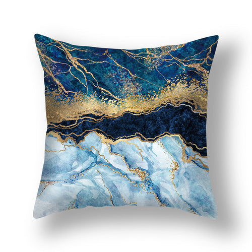 HKM-514707 Geometric Modern Gilded Pillowcase in Multicolor, 45x45cm Polyester Design