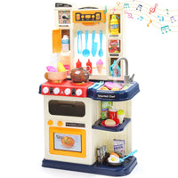HKM-514707 Kids Kitchen Playset with Plastic Spraying Mist Sink - 65Pcs Pretend Play Food Toys for Ages 2 to 13 Years