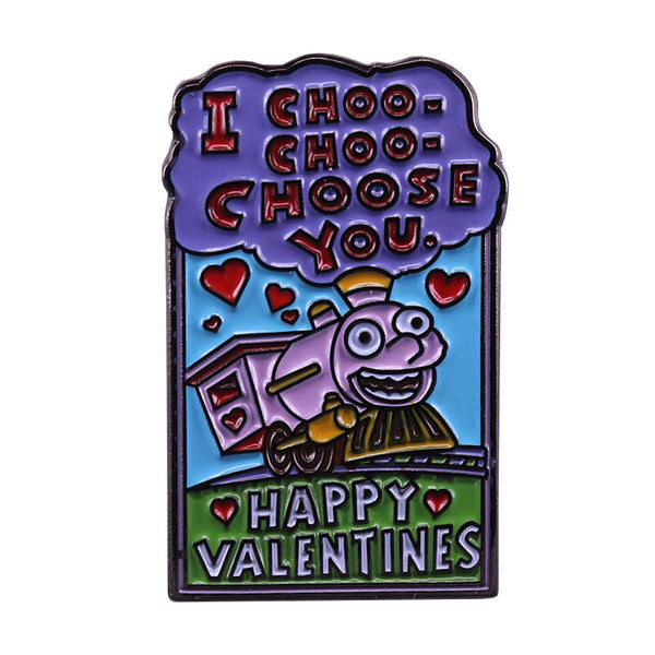 HKM-514707 Pusen I Choose You Valentine's Day Brooch - Black Nickel Copper Badge, Unisex, 30mm