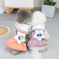 HKM-5147197 Casual Cotton Dog Skirt with Solid Color Big Flower Design in Purple and Western Red