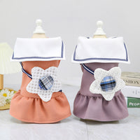 HKM-5147197 Casual Cotton Dog Skirt with Solid Color Big Flower Design in Purple and Western Red