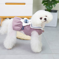 HKM-5147197 Casual Cotton Dog Skirt with Solid Color Big Flower Design in Purple and Western Red