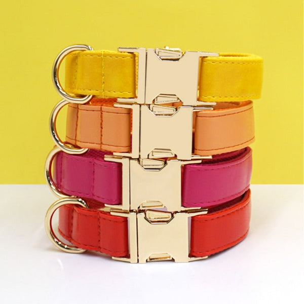 HKM-5147581 Colorful Leather Pet Collars in Multiple Sizes and Styles for Dogs