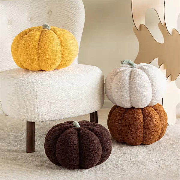 HKM-514835 Pumpkin Shaped Plush Pillow Cushion for Living Room and Bedroom Decor