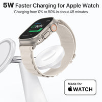 HKM-514899 3-in-1 Wireless Charging Station with MagSafe for iPhone, Apple Watch, and AirPods, 30W Power Adapter Included