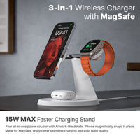 HKM-514899 3-in-1 Wireless Charging Station with MagSafe for iPhone, Apple Watch, and AirPods, 30W Power Adapter Included