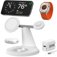 HKM-514899 3-in-1 Wireless Charging Station with MagSafe for iPhone, Apple Watch, and AirPods, 30W Power Adapter Included