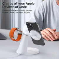 HKM-514899 3-in-1 Wireless Charging Station with MagSafe for iPhone, Apple Watch, and AirPods, 30W Power Adapter Included