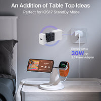 HKM-514899 3-in-1 Wireless Charging Station with MagSafe for iPhone, Apple Watch, and AirPods, 30W Power Adapter Included