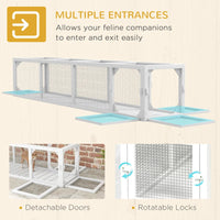 HKM-5149245 Weather-Resistant Wooden Cat Tunnel with Multiple Entrances for Indoor and Outdoor Use
