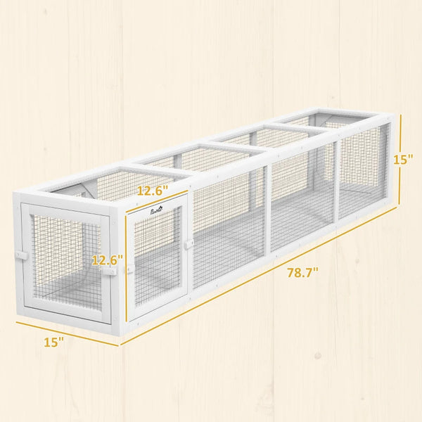 HKM-5149245 Weather-Resistant Wooden Cat Tunnel with Multiple Entrances for Indoor and Outdoor Use