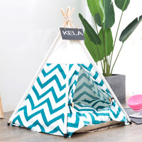 HKM-5149629 Green Striped Canvas Tent for Pets - Available in Small, Medium, and Large Sizes