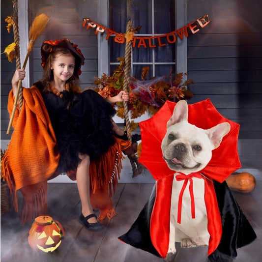HKM-5149757 Vampire Pet Cloak Costume for Small Dogs, Cats, and Kittens - Soft Plush Halloween Outfit