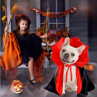 HKM-5149757 Vampire Pet Cloak Costume for Small Dogs, Cats, and Kittens - Soft Plush Halloween Outfit