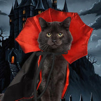 HKM-5149757 Vampire Pet Cloak Costume for Small Dogs, Cats, and Kittens - Soft Plush Halloween Outfit