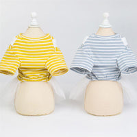 HKM-5150141 White Bow Tie Yarn Skirt for Babies - Pure Cotton Dress in Yellow/Light Blue, Sizes XS to XL