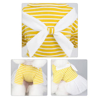 HKM-5150141 White Bow Tie Yarn Skirt for Babies - Pure Cotton Dress in Yellow/Light Blue, Sizes XS to XL