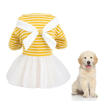 HKM-5150141 White Bow Tie Yarn Skirt for Babies - Pure Cotton Dress in Yellow/Light Blue, Sizes XS to XL