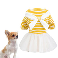HKM-5150141 White Bow Tie Yarn Skirt for Babies - Pure Cotton Dress in Yellow/Light Blue, Sizes XS to XL