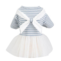 HKM-5150141 White Bow Tie Yarn Skirt for Babies - Pure Cotton Dress in Yellow/Light Blue, Sizes XS to XL