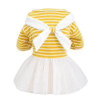 HKM-5150141 White Bow Tie Yarn Skirt for Babies - Pure Cotton Dress in Yellow/Light Blue, Sizes XS to XL