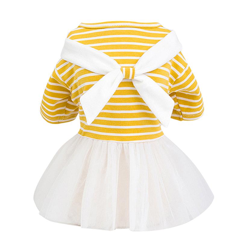 HKM-5150141 White Bow Tie Yarn Skirt for Babies - Pure Cotton Dress in Yellow/Light Blue, Sizes XS to XL