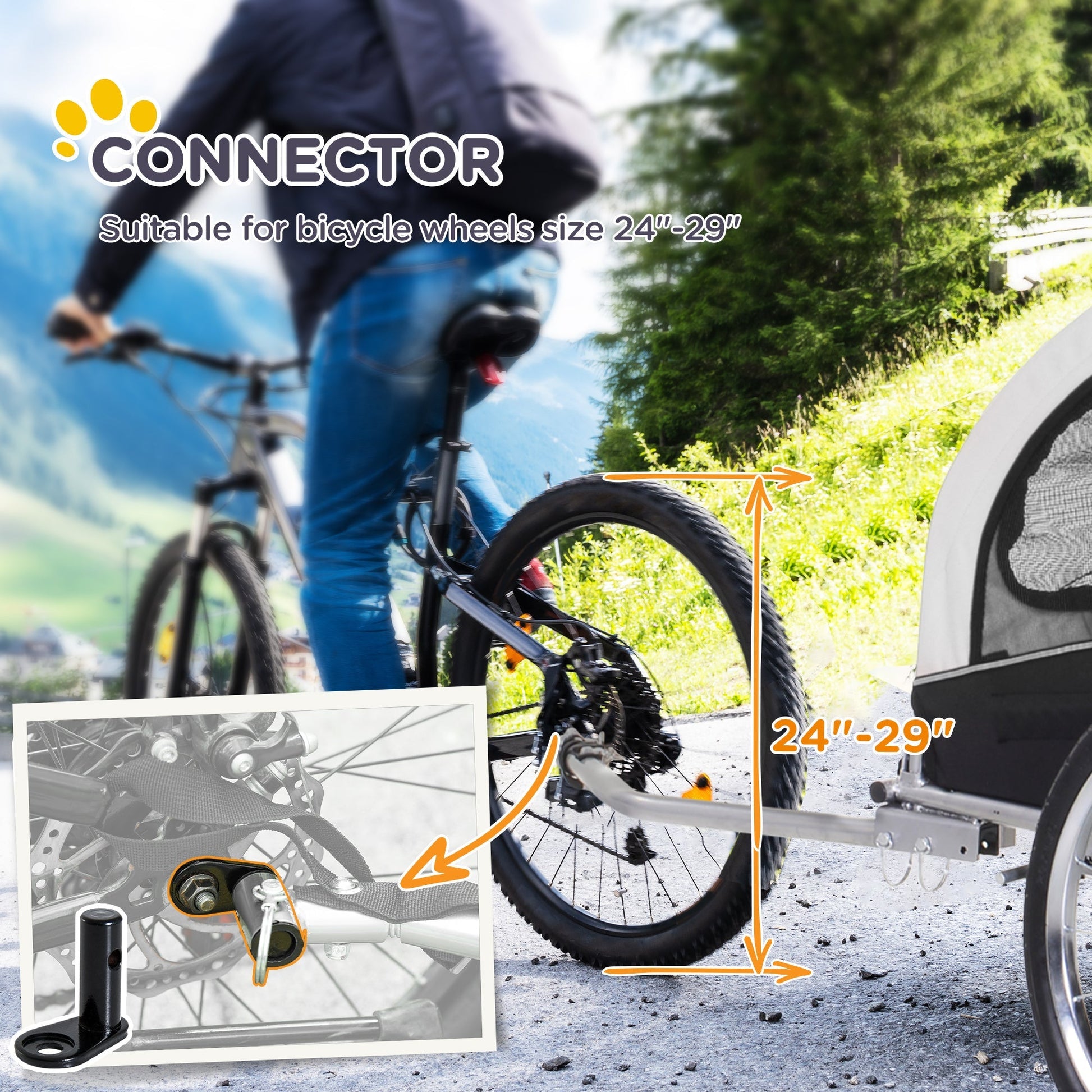 HKM-5151037 2-in-1 Dog Bike Trailer and Stroller with Canopy, Storage Pockets, and Safety Leash