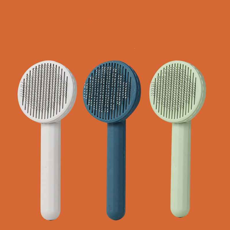 HKM-5151165 Self-Cleaning Comb for Dogs with ABS and Stainless Steel Needles - Blue, Cyan, Gray