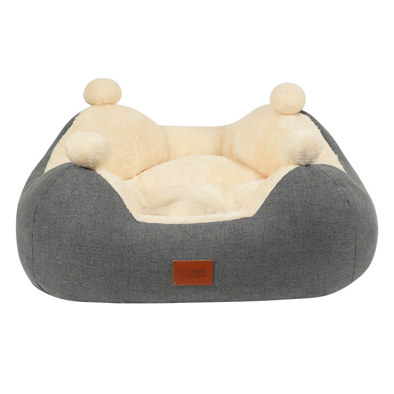 HKM-5152829 Cozy Velvet Square Nest for Cats and Dogs - Warm Pet Bed for All Seasons