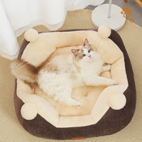 HKM-5152829 Cozy Velvet Square Nest for Cats and Dogs - Warm Pet Bed for All Seasons