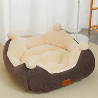 HKM-5152829 Cozy Velvet Square Nest for Cats and Dogs - Warm Pet Bed for All Seasons