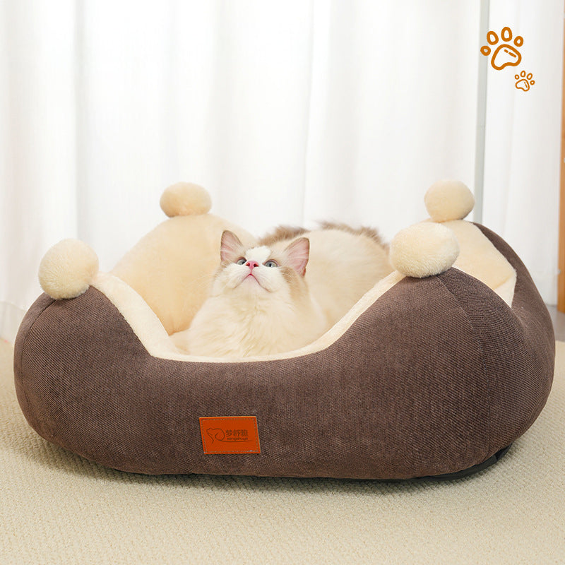 HKM-5152829 Cozy Velvet Square Nest for Cats and Dogs - Warm Pet Bed for All Seasons
