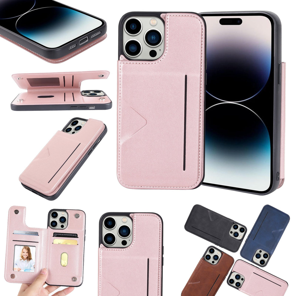 HKM-515283 Magnetic Flip Phone Case for iPhone - Drop-Resistant TPU Leather Cover in Various Colors