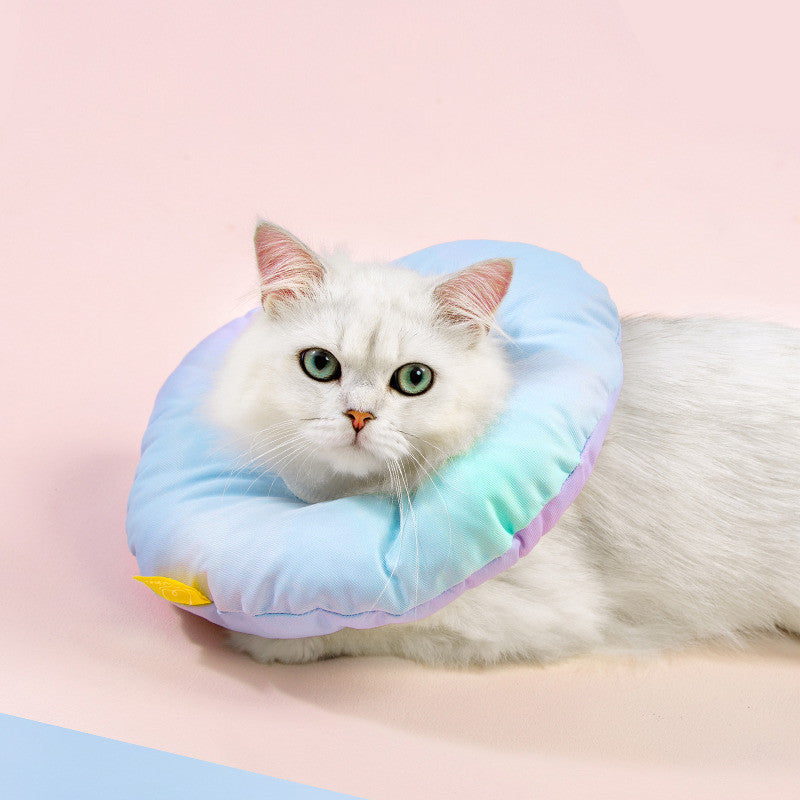 HKM-5152957 Rainbow Gradient Soft Waterproof Headgear for Pets - Sterilization Ring for Cats and Small Dogs
