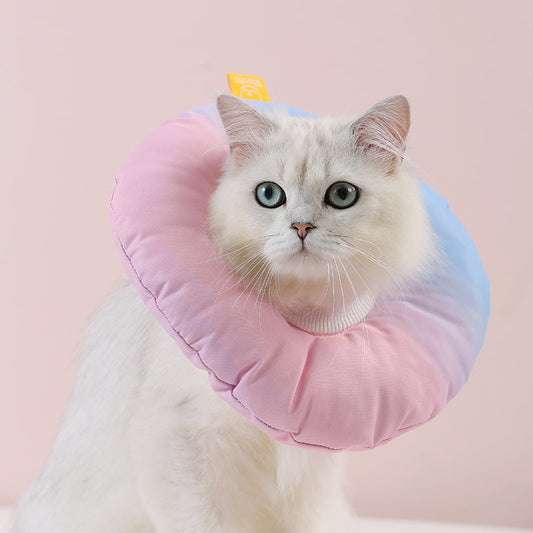 HKM-5152957 Rainbow Gradient Soft Waterproof Headgear for Pets - Sterilization Ring for Cats and Small Dogs