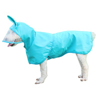 HKM-5153725 Waterproof PU Dog Raincoat with Transparent Brim - Sizes M to 4XL in Blue