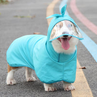 HKM-5153725 Waterproof PU Dog Raincoat with Transparent Brim - Sizes M to 4XL in Blue