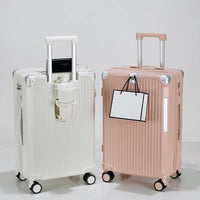 HKM-515411 Compact USB Travel Trolley Suitcase with Wheels - Lightweight ABS and Polyester Cabin Luggage
