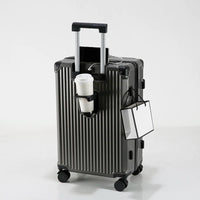 HKM-515411 Compact USB Travel Trolley Suitcase with Wheels - Lightweight ABS and Polyester Cabin Luggage