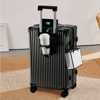 HKM-515411 Compact USB Travel Trolley Suitcase with Wheels - Lightweight ABS and Polyester Cabin Luggage