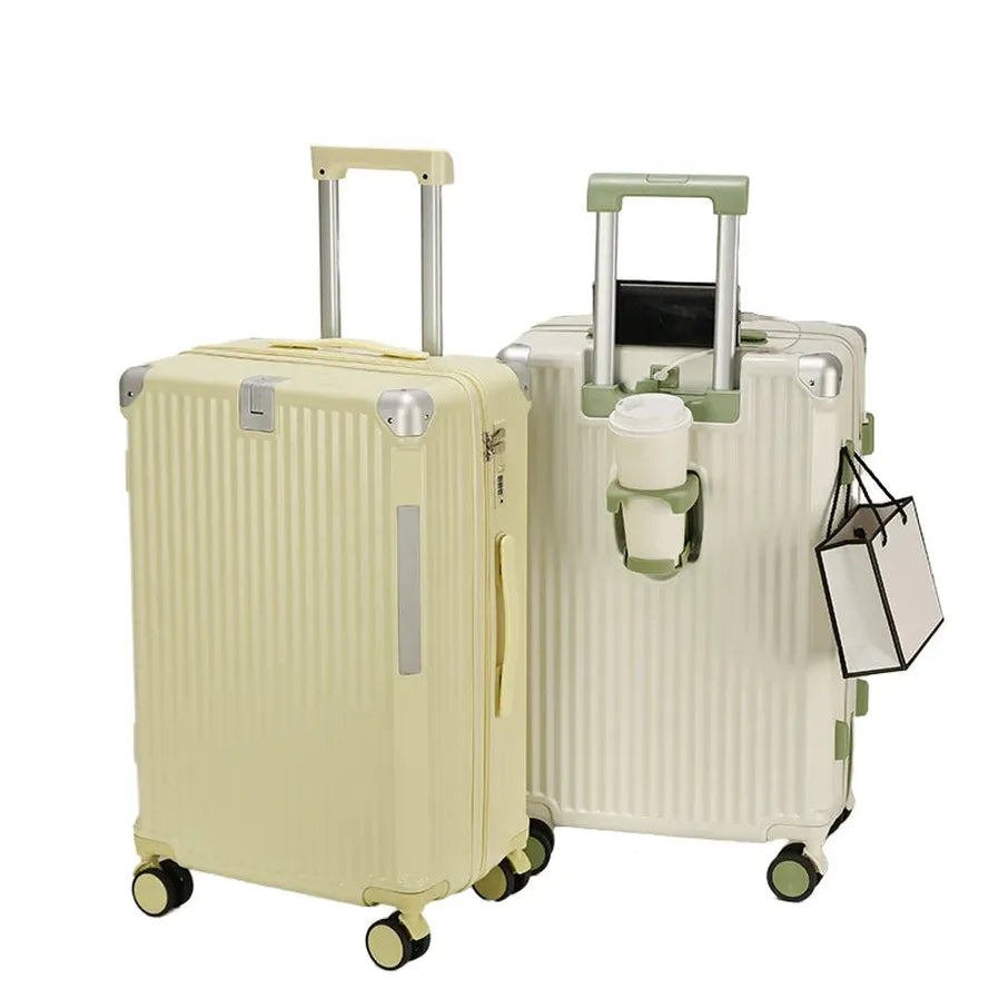HKM-515411 Compact USB Travel Trolley Suitcase with Wheels - Lightweight ABS and Polyester Cabin Luggage