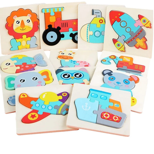 HKM-515475 3D Animal Snap Puzzle Jigsaw Board Toy for Children's Early Learning and Development