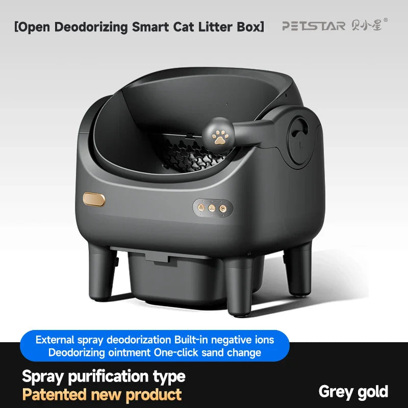 HKM-515475 Automatic Self-Cleaning Cat Litter Box - Eco-Friendly Square Design, Large Capacity ABS Plastic, Travel & Comfort
