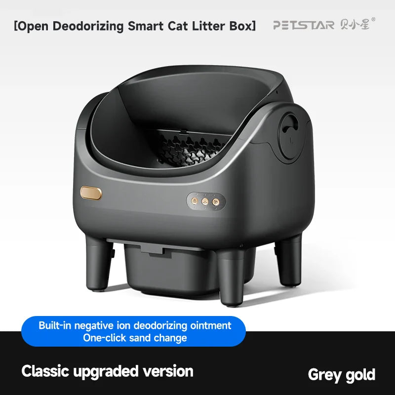 HKM-515475 Automatic Self-Cleaning Cat Litter Box - Eco-Friendly Square Design, Large Capacity ABS Plastic, Travel & Comfort