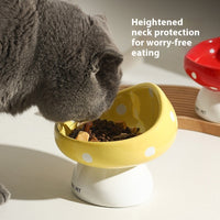 HKM-5155517 Ceramic Cat Water Bowl with Oblique Mouth Design – 200ml Capacity in Various Mushroom Patterns